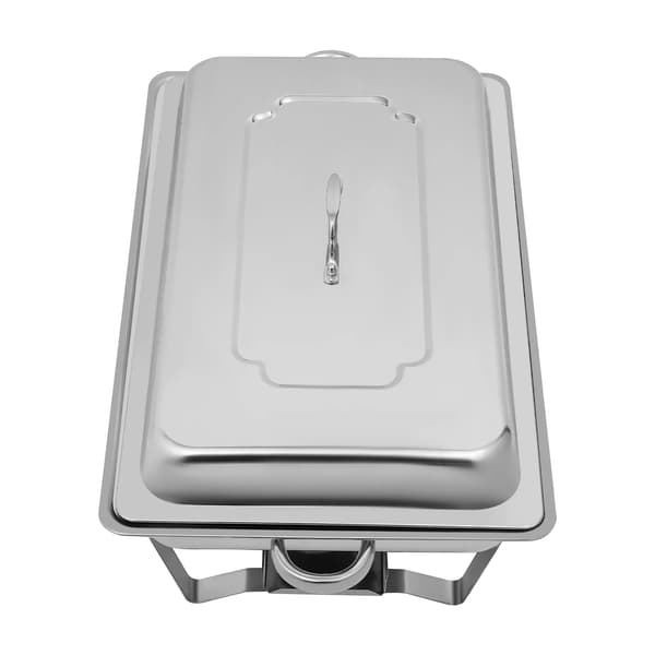 Buffetvarmer - Chafing Dish - 9 L Kapacitet - Rektangulær - Rustfrit stål - Sammenklappeligt stativ - 62×34×31 cm - Sølv