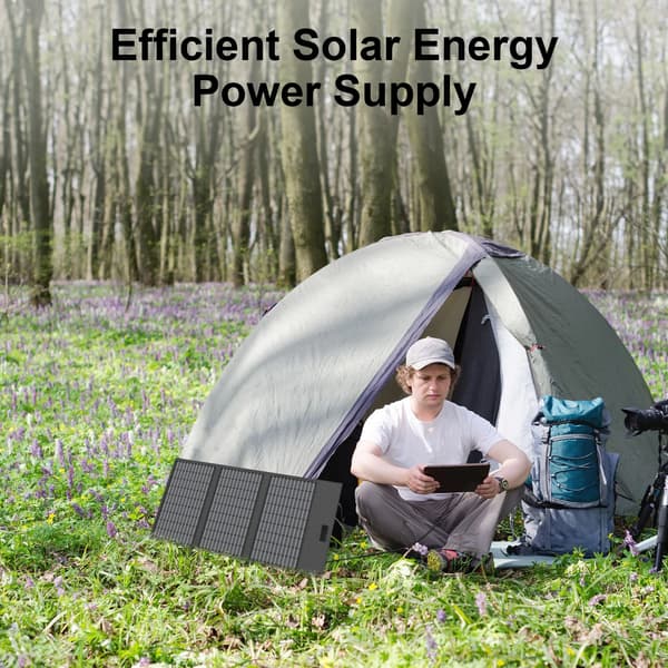 Bærbart solpanel 45W - Solcelleoplader - Foldbar 3-panel - Monokrystallinsk - 24 % effektivitet - Til telefon, camping, vandring