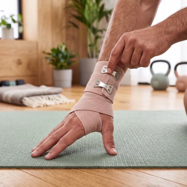 Elastisk bandage - Bomuld, polyester og elastan - 7,5 cm x 4,5 m - Himmelblå