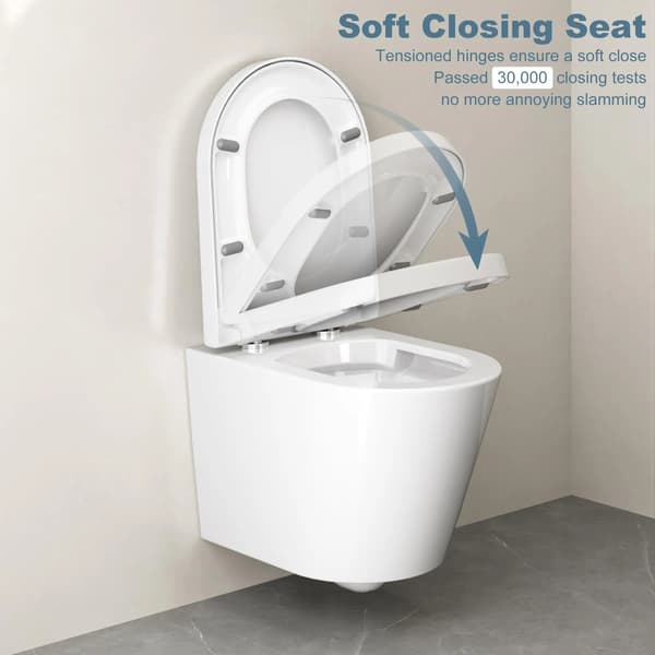 Toiletsæde - Lille D-form - Soft-Close - Quick-Release - PP-plast - Hvid