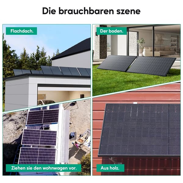 Solpanel stativ - Justerbart beslag - 2 paneler - Altan og fladt tag - Hældning 15–30° - Universal montering til solcellemoduler