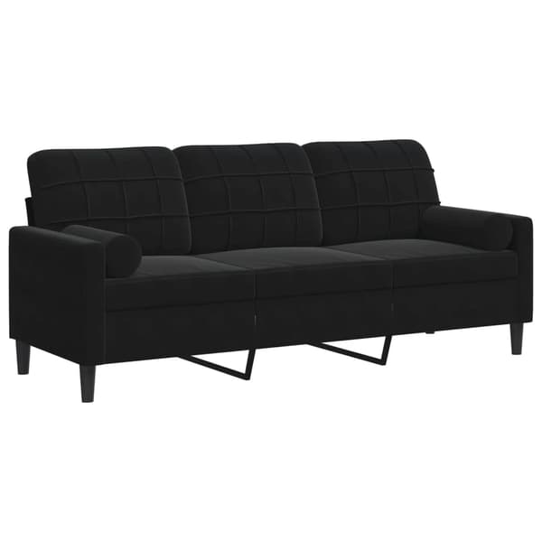 3-personers sofa - Moderne sofa - 197x77x80 cm - Solid træramme - Bløde sæder & 2 pyntepuder - Armygrøn