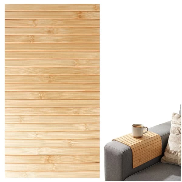 Oprullet bambusbordskåner - Bordunderlag - 44 x 24 cm - Rektangulær - Sort
