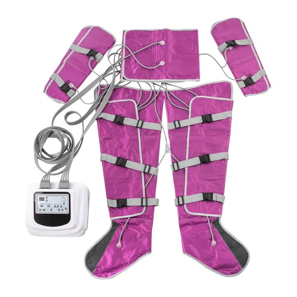 Professionel lufttryksdragt til kropsslankning - Pressoterapi lymfedrænage maskine - 3 programmer - 5 niveauer - Timer 0–30 min - LCD - 220V EU-stik - Rosa
