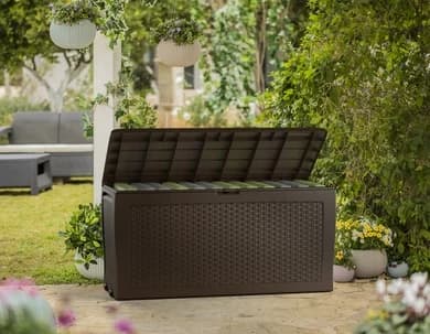 Trädgårdsbox - Dynbox 270 l - Rattan-look - Brons