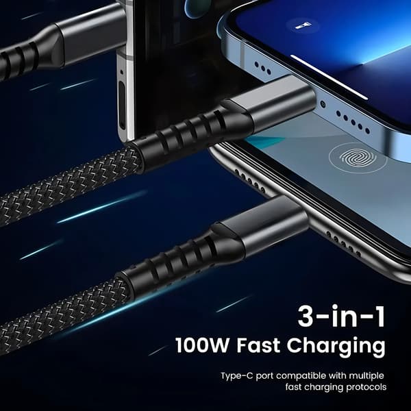 USB opladerkabel - USB A til Micro USB - Hurtig opladning 100 W 6A - Data- og synkkabel 1,2 m - Sort