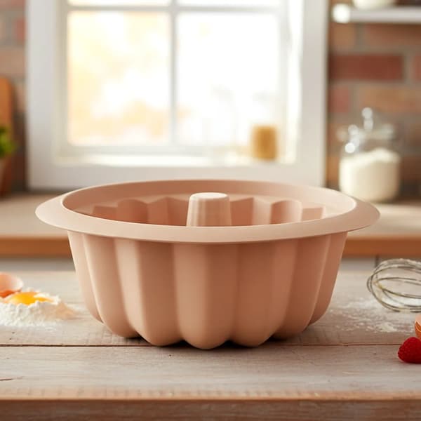 Bageform til plantain - Silikoneform - Med Skorsten - 26 cm - Beige