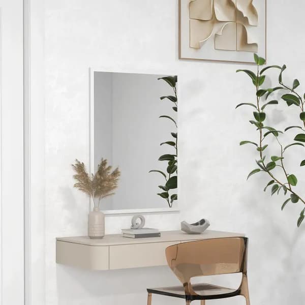 Väggspegel - Rektangulär spegel 60x80 cm - MDF-ram - För badrum, vardagsrum, sovrum - Modern stil - Armygrön