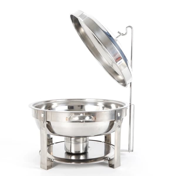 Buffet varmer - Rund chafing dish - 7,5 l Kapacitet - Rustfrit Stål - Med Låg - Til Catering og Servering