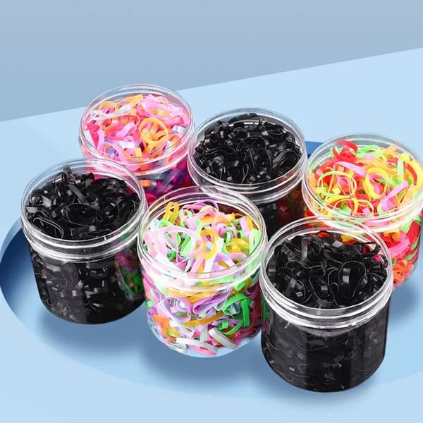 Färgglada Hårsnoddar - Elastiska Hårband för Hästsvans - Polyester - Rosettdesign - Cirka 500-pack - Färg 3