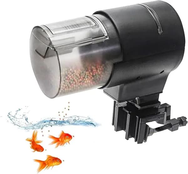 Automatisk fiskmatare akvarium - Foderautomat 200 ml - LCD-timerdisplay - Programmerbar utfodring - Roterande bas - Batteridrift