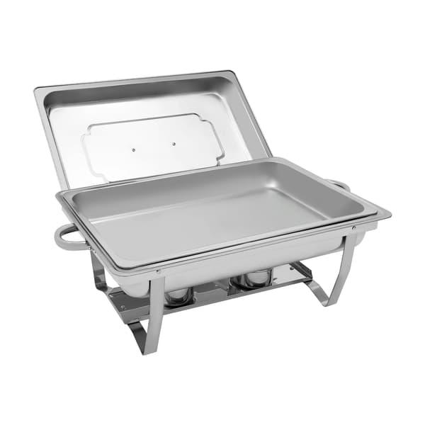 Buffetsæt - Chafing dish - Rustfrit stål - 9 l - Rektangulær - Brændstofholdere - Poleret - Sølv