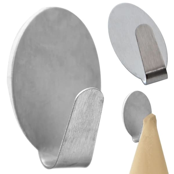Selvklæbende krog - Knage - Rustfrit stål - 1 krog - 1,8 x 2,5 cm - Sølv