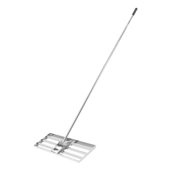 Plænerive - Græsudjævningsrive - Justerbart skaft 50–180 cm - Rustfrit stål - 180° rotation - Til have og golfbane