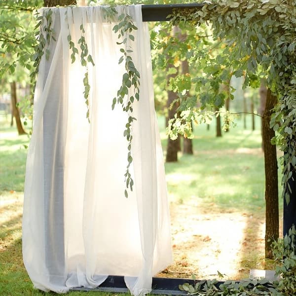 Bröllopsbågedraperi - Bakgrundsgardin - 70×550 cm - Halvtransparent 1–40% - 100% polyester - Elastisk drapering - 1 panel - Vit och rosa