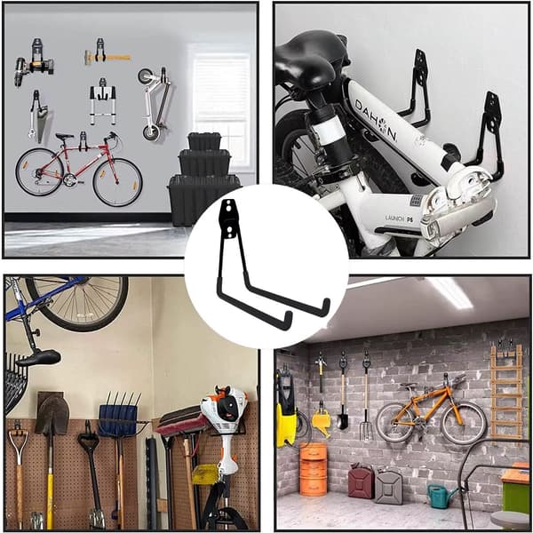 Cykelkrog til væg - Cykelholder - Til garage og kælder - Pladsbesparende - Nem montering - Sort