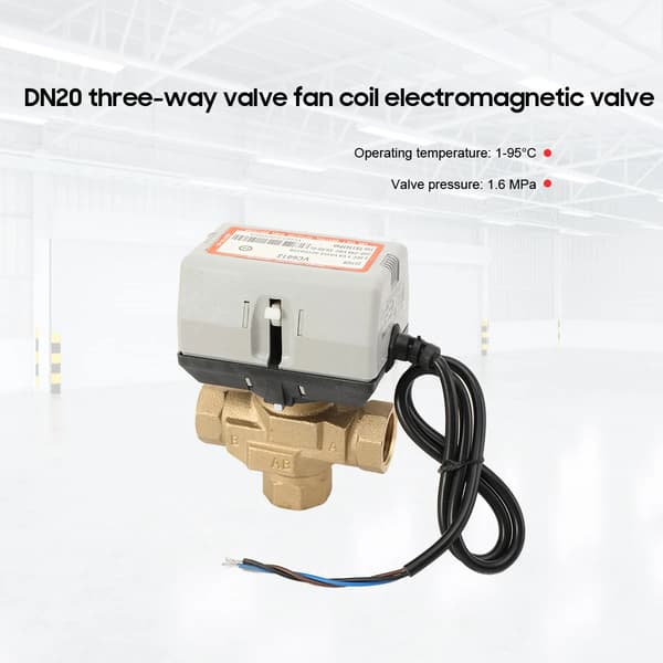 Motoriserad ventil - Trevägs kulventil - DN20 (20 mm) - Mässing - AC 220V - För fläktkonvektor