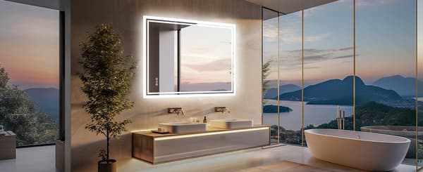 LED Badrumsspegel - Rektangulär Väggspegel 70x90 cm - Bakbelyst - Dimbar - Imfri - Splittersäker - Ramlös - Silver