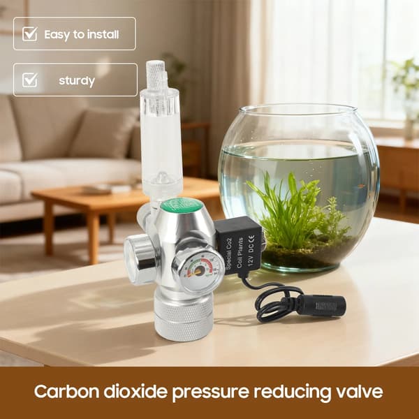 Akvarie CO2-regulator - Trykreduceringsventil med magnetventil - Til CO2-flaske - Præcis trykstyring
