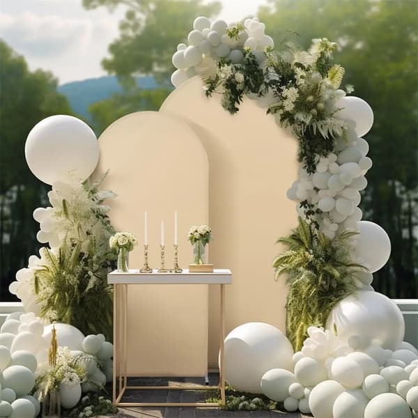 Bröllopsbåge bakgrundstyg - Elastiskt bågöverdrag - Spandex stretch - Rektangulär 200x100 cm - För utomhusfest & bröllop - Champagne