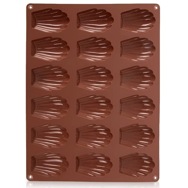 Biscuitform - Silikoneform til kager - Muslingeform - 32 x 24,5 x 2 cm - Brun