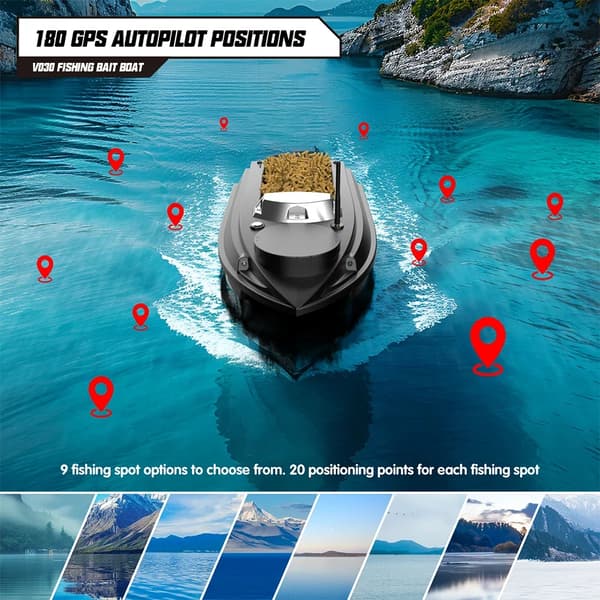 Foderbåd til karpefiskeri - V030 agnbåd - Basisversion - ABS - 12 V - Stor model