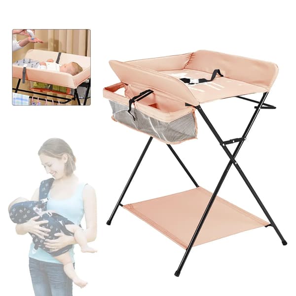Sammenklappeligt puslebord til baby - Bærbart puslebord - Multifunktionelt - Khaki