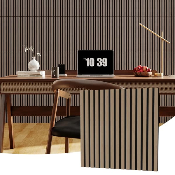 3D-akustikpaneler - Lydabsorberende vægpaneler - 6 paneler - 60 x 60 cm - 12 mm - Trædesign - Til støjreduktion