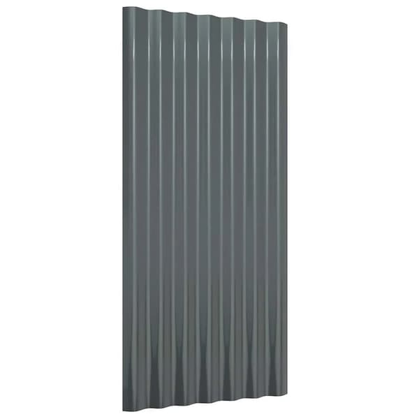 Takpaneler - Takplåtar 12-pack - Galvaniserat stål - 80 x 36 cm - Grå
