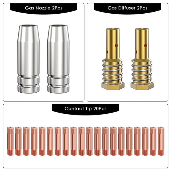 MIG-svejsedyser - Gasdyser - 24 stk. - Holder - Diffusor - 0,9 mm - Til MIG-svejser