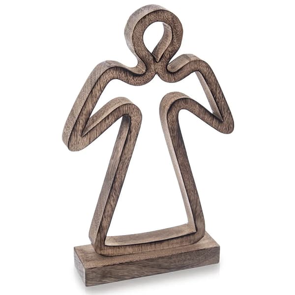Juleengel i træ - Dekorationsfigur - 29 cm - Brun - Julepynt