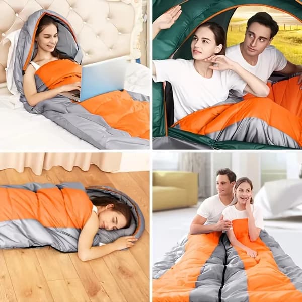 Campingsovepose - Rektangulær - Komfort 0 til -10 °C - Vinter - Polyesterfyld - Kan kobles sammen - Op til 180 cm - Orange