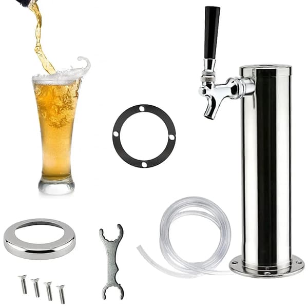 Øldispenser - Øltårn - Rustfrit Stål - 1 Hane - Til Hjemmebryg & Bar - Sølv