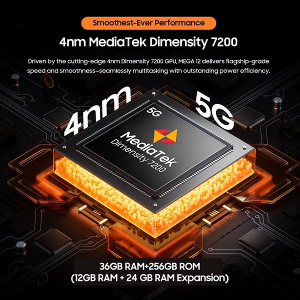 MEGA 12 Tabletti - Tablet PC - 5G - Android 16 - 12 Gt RAM - 256 Gt Tallennustila - 12,2 tuumaa - Harmaa