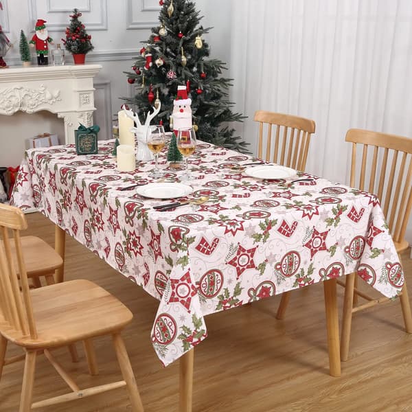 Juledug - Rektangulær - 132 × 200 cm - Vandtæt - 100 % Polyester - Trykt - Hvide Stjerner