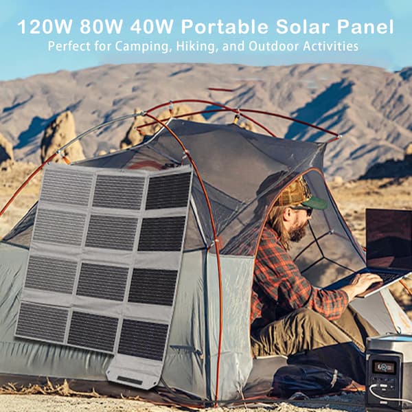 Bærbart solpanel - 80W foldbart solcellelader - 24% effektivitet - ETFE monokrystal - USB-C & USB-A - til camping autocamper nødstrøm