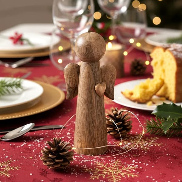 Julefigur i træ - Engel MANGO - 21 cm - Brun