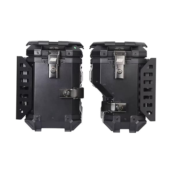 Motorcykelväskor - Sidoväskor - 2-pack - 38 l - Aluminiumlegering - Hopfällbara - Vattentäta - Snabbfäste