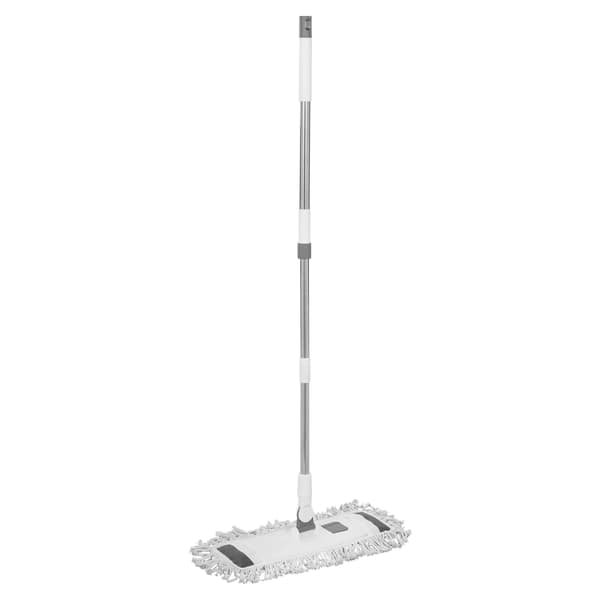 Golvmopp - Platt mopp - Rektangulär 55×25 cm - Stålskaft - Inkl. 2 syntetiska moppdukar - Vit
