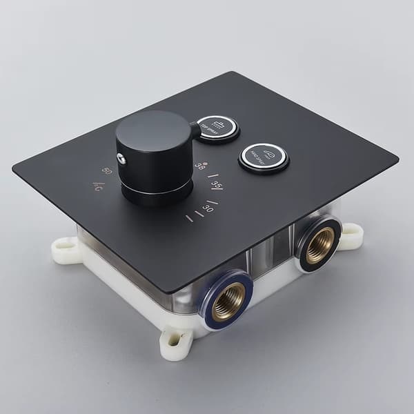 LED-termostat-brusesystem - 2-vejs - 81 cm - Regnbruser - Vandfaldsudløb - Etgrebs - Mat sort