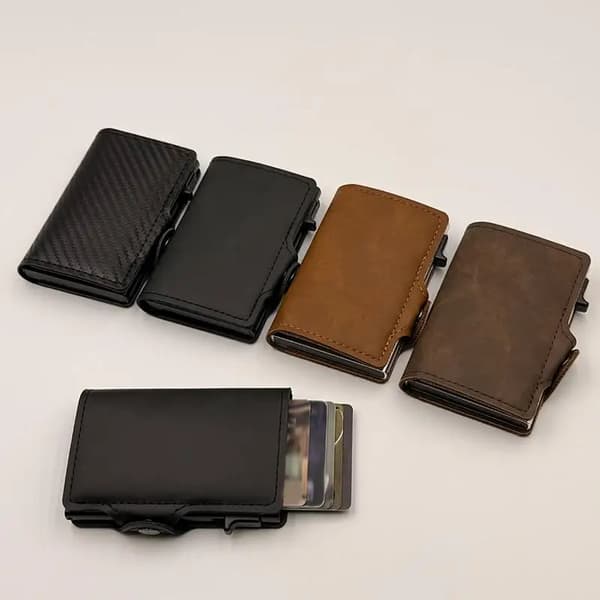 Plånbok - Kortfodral - Unisex - RFID-skydd - PU-material - Spänne - Svart