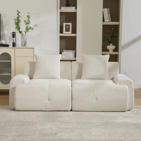 Modulär kompressionssoffa - 2-sitssoffa - Chenilletyg - 30D elastiskt skum - Halkfri undersida - Modern stil - Beige
