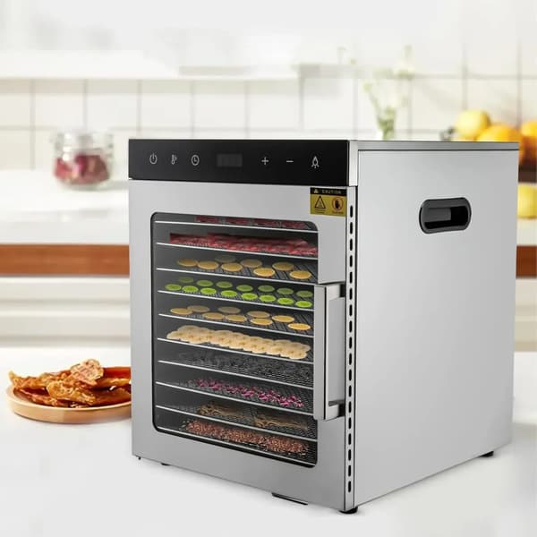 Fødevaretørrer - Maddehydrator - Rustfrit Stål - 30–90 °C - 80 W - 220 V - 10 Hylder - Rektangulær - Orange