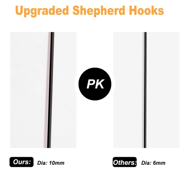 Havekroge - Shepherd Hook Jordspyd Sæt - 8 stk 90 cm - Kraftig Metal - Til Lanterner & Fuglefoder - Sort
