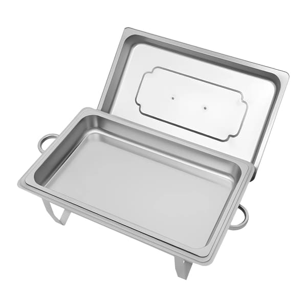 Buffé chafing dish - Rektangulär matvarmare 9 l - Fällbart stativ - Rostfritt stål - Stor kapacitet - Silver