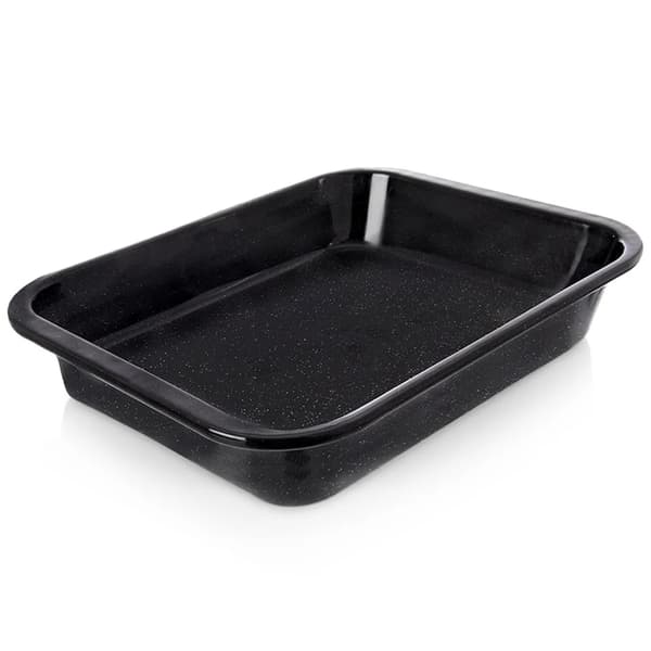 Emaljeret bageplade - Rektangulær Dyb Bradeform - 41 x 32 x 6 cm - Sort