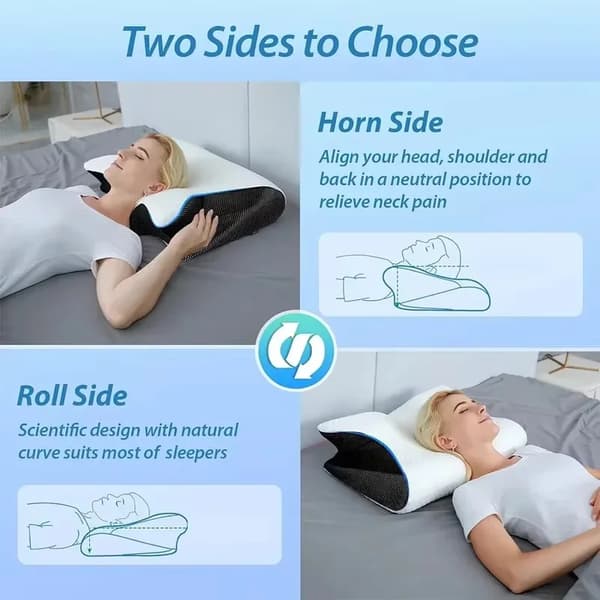 Butterfly-nakkepude - Ortopædisk memory foam-pude - Langsom tilbagefjedering - Til søvn - Massage og afslapning - Grå