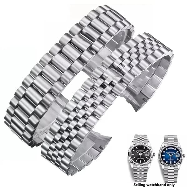 Armbånd til armbåndsur - Urrem - Rustfrit stål - 20 mm - Sølv - Foldespænde - Uden logo