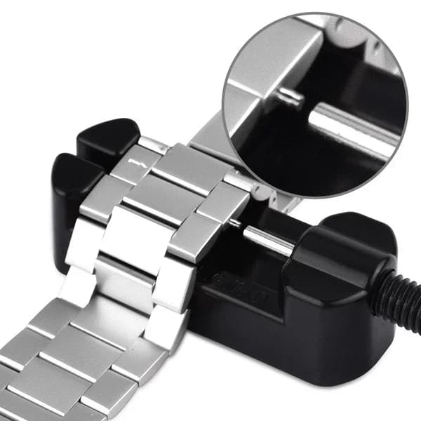 Reparationsværktøj til urrem - Urremjusterer - Metal - Til stållænker - Afmontering og montering - Længdejustering - Til smartwatches - Sort