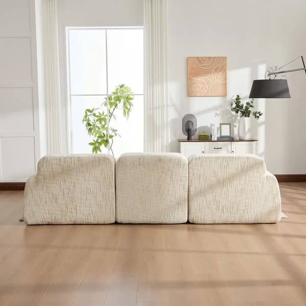 Modulsoffa - L-formad vardagsrumssoffa - 3-sits - Chenilletyg - 30D högelastiskt skum - Flyttbar - Halkfri bas - Beige